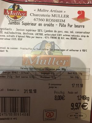 Jambon Supérieur en croûte