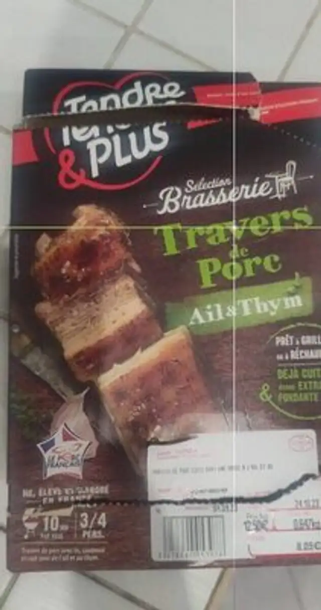 Travers de porc front packaging