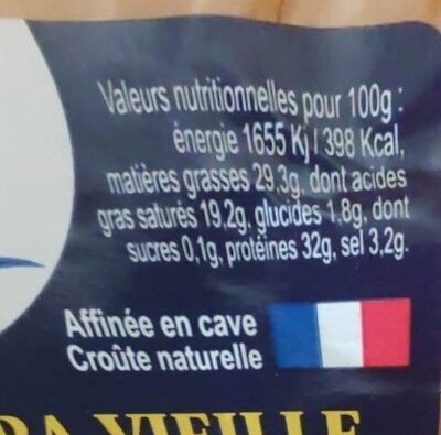 Mimolette extra-vieille nutrition facts table