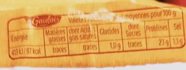 Escalope de dinde extra tendre nutrition facts table
