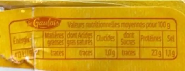 Escalope de dinde nutrition facts table