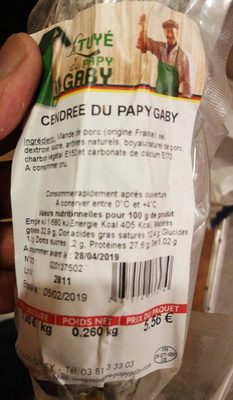 Cendrée du papy gaby