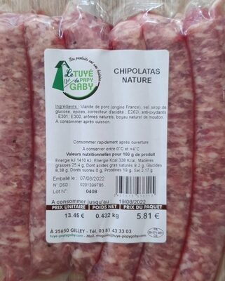 Chipolatas nature front packaging