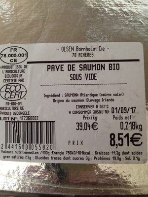 Saumon bio front packaging