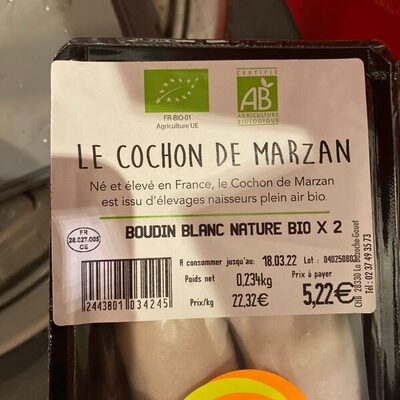 Boudin blanc nature bio