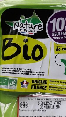 5 saucisses nature de volaille bio