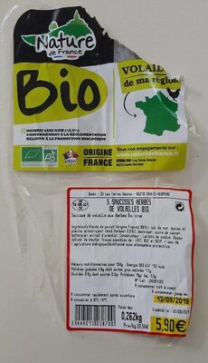 Saucisses herbes de volailles bio