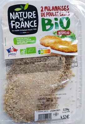 Milanaises de poulet crues bio