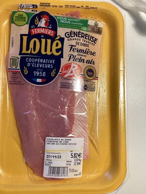 Généreuse grande tranche de dinde fermière élevée en plein air (2 tranches à cuire)