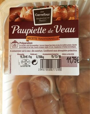 Paupiettes de veau front packaging