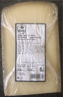 Comte AOP 15 mois d’affinage front packaging
