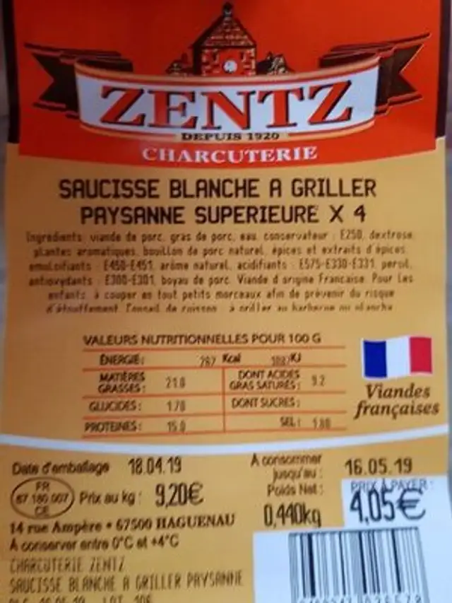 Saucisse blanche front packaging