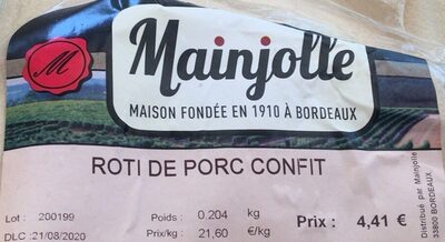 Roti de porc confit front packaging