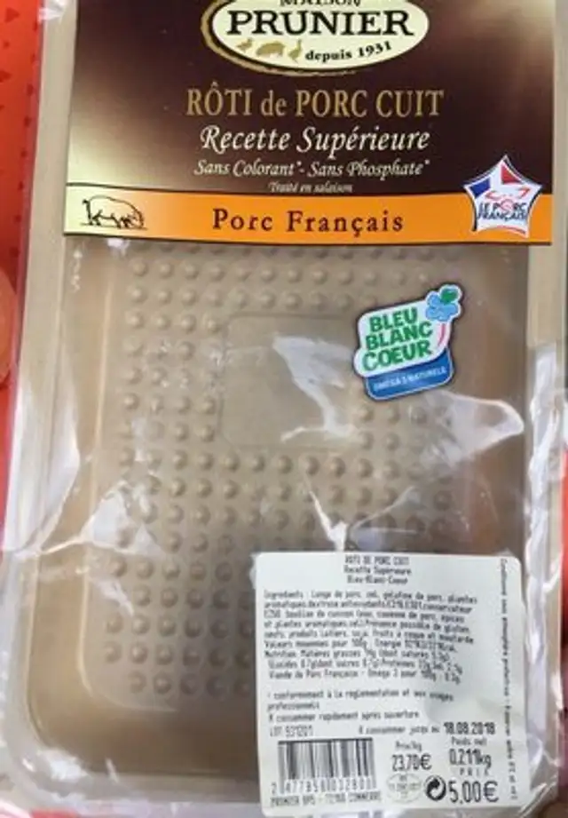 Rôti de porc cuit front packaging