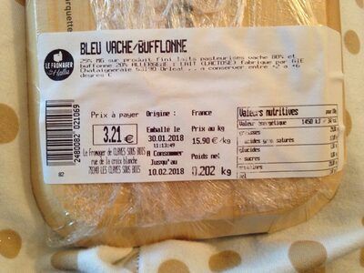 Bleu vache/bufflone nutrition facts table