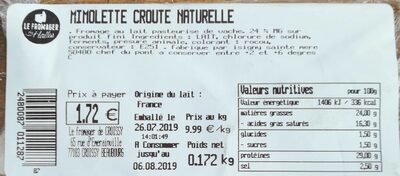 Mimolette croûte naturelle front packaging