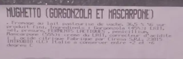 Mughetto ingredients label