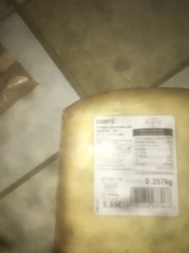 Comté 20mois ingredients label