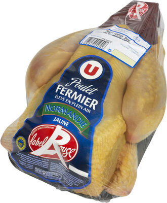 Poulet entier fermier jaune de Normandie prêt à cuire France