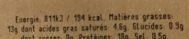Pavé échine ail des ours nutrition facts table
