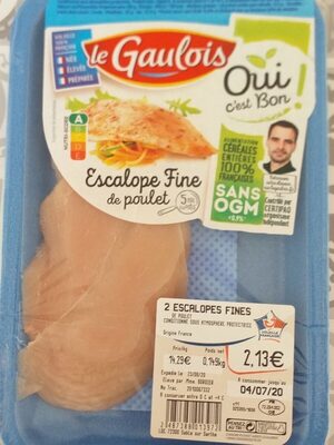 Escalope fine de poulet front packaging