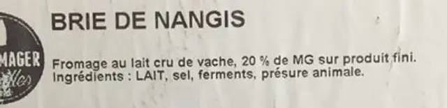 Brie de Nagie ingredients label