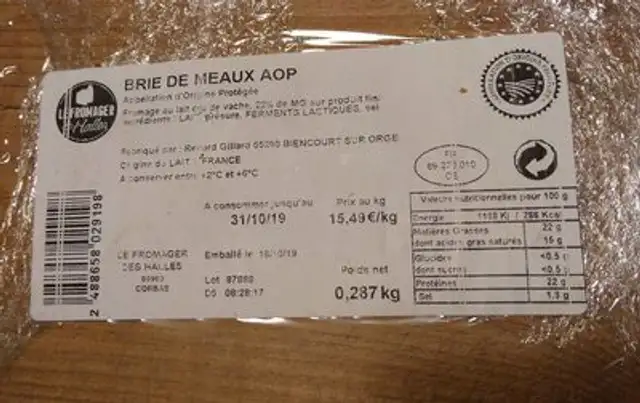 Brie de meaux aop nutrition facts table