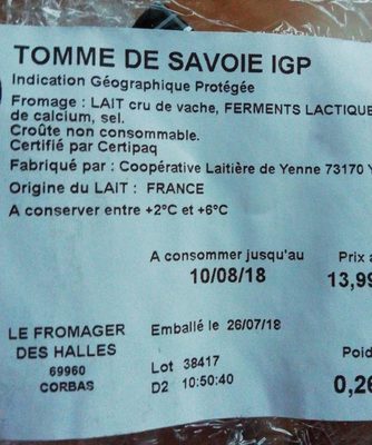 Tome de Savoie IGP