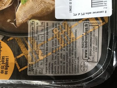 Langue de boeuf ingredients label