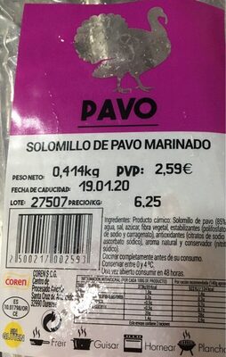 Solomillo de pavo marinado front packaging