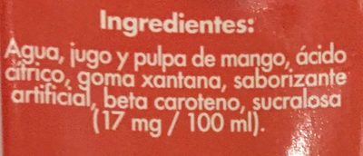 Aurrera Nectar de Mango ingredients label