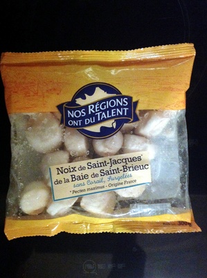 Noix de Saint-Jacques de la Baie de Saint-Brieuc, sans corail, Surgelées