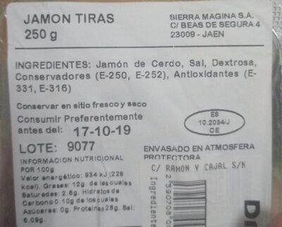 Jamón a tiras