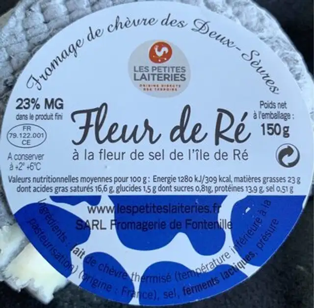 Fleur de Ré (Fromage) ingredients label