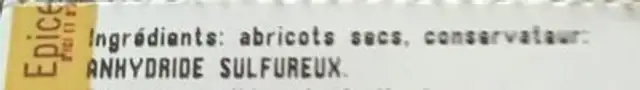 Abricot sec ingredients label