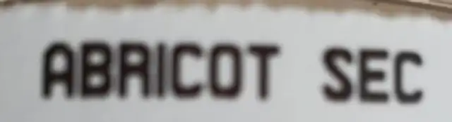Abricots sec ingredients label