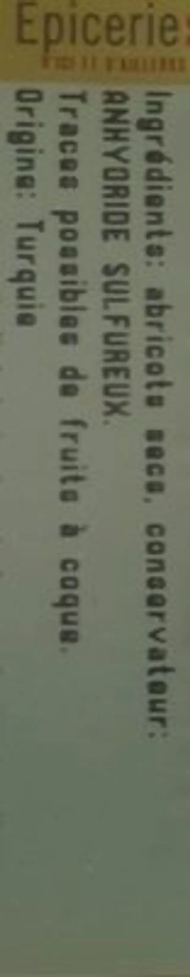 abricot sec ingredients label