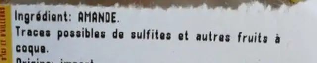 Amandes décortiquées ingredients label