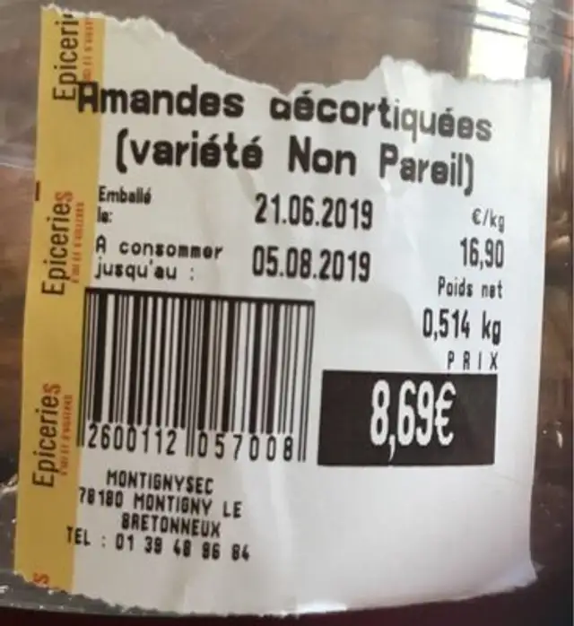 Amandes decortiquees non salees