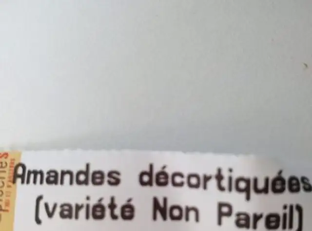 Amandes décortiquées ingredients label