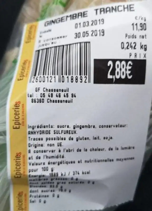 Gingembre tranché