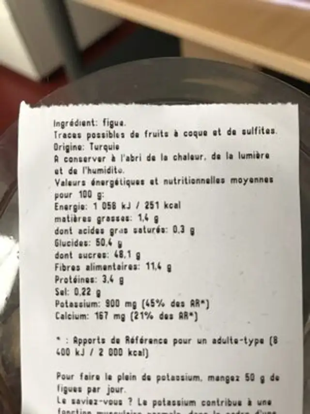 Figue lerida ingredients label