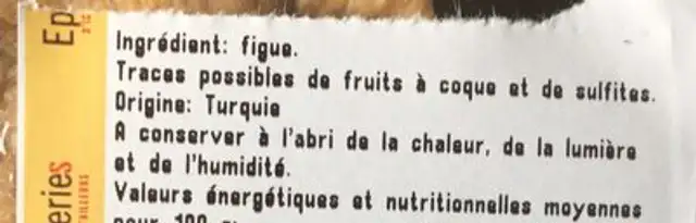 Figue lerida ingredients label
