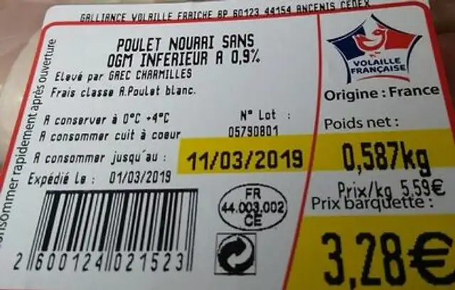 Pilons ingredients label