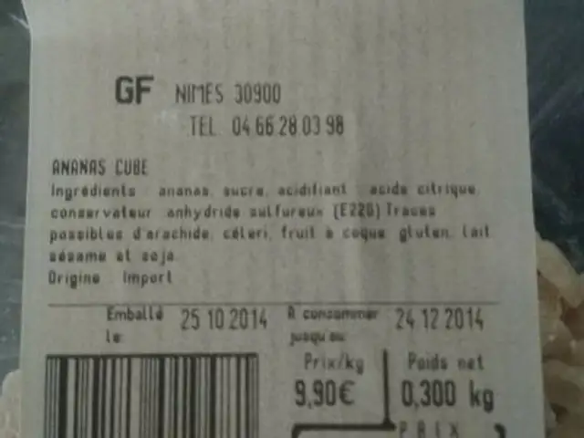 Ananas cube ingredients label