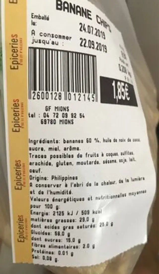 Bananes deshydratée