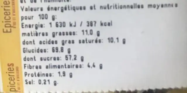 Melange exotique nutrition facts table