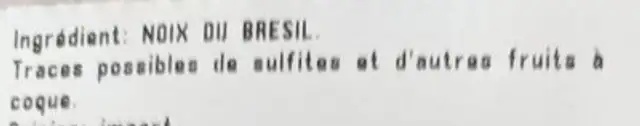 Noix du Brésil décortiquées ingredients label