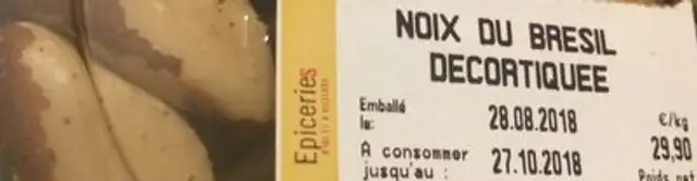 Noix du bresil décortiquee ingredients label