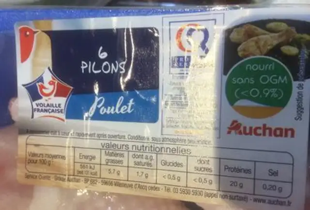 Poulet ingredients label